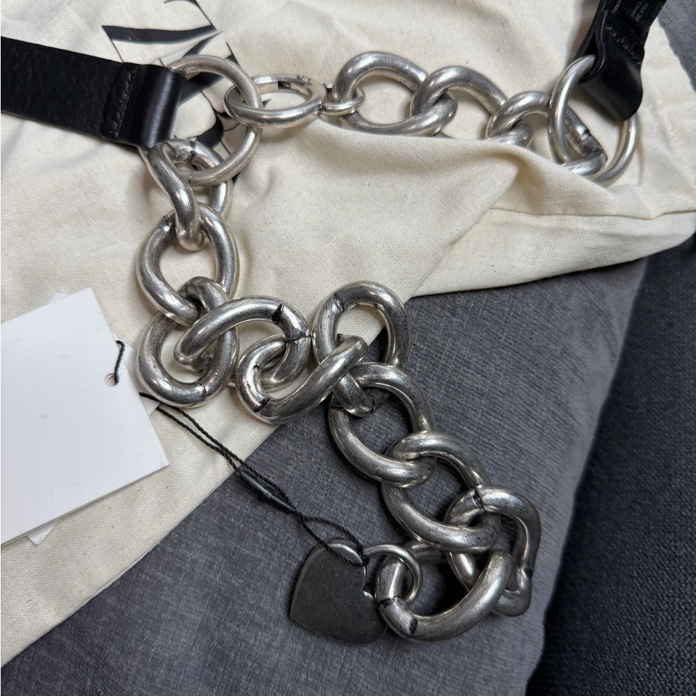 NWT Zara Woman Accessories 100% LEATHER COMBINED CHAIN BELT Size 32 - Picture 8 of 12
